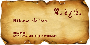 Mikecz Ákos névjegykártya